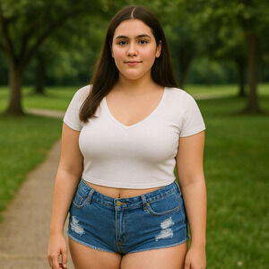 Hot Pants Shorts Women's Large-XLarge Jeans Cut Off Medium Wash Denim Roll Hem